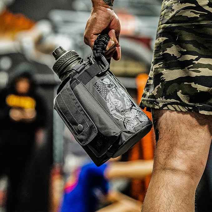 Iron Infidel Battle Bottle - Half Gallon Water Bottle Insulated, 64 oz Stainless Steel Water Jug with Handle - Gym Water Bottle for Men with Rugged Sleeve for Storage (Earned, Not Given 2 Liter)