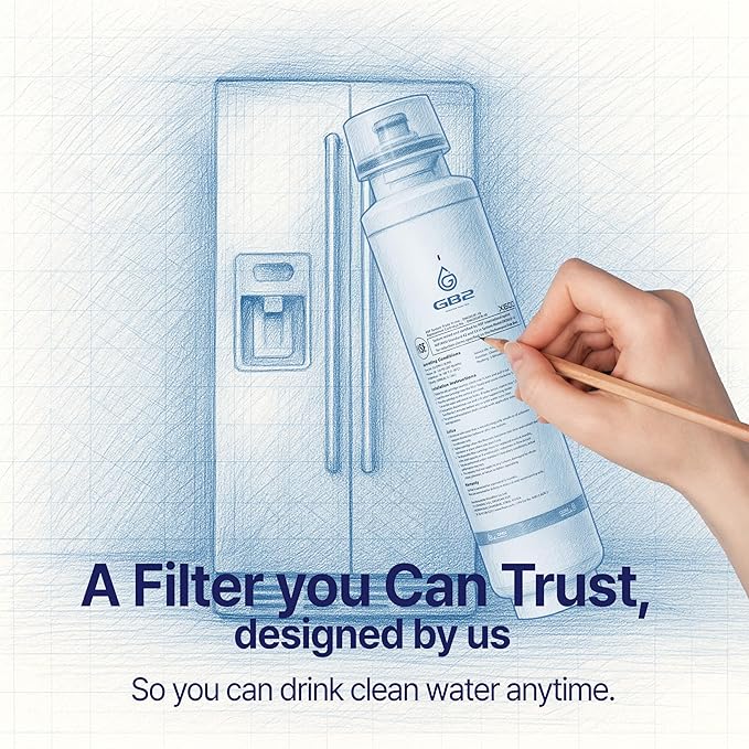 GB2 DW2053FR-10 Premium Refrigerator Water Filter, Compatible with Daewoo DW2042FR, Kenmore 46-9130, DW2042FR-09, Aqua Crystal DW2042F-09 (Pack of 3)