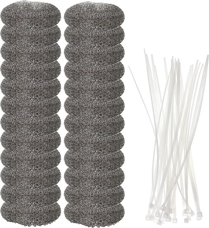 BlueStars 24 Pieces Washing Machine Lint Traps with 24 pcs Cable Ties, Rust-Proof Stainless Steel Mesh Lint Snare Trap for Washer Hose Lint Catchers