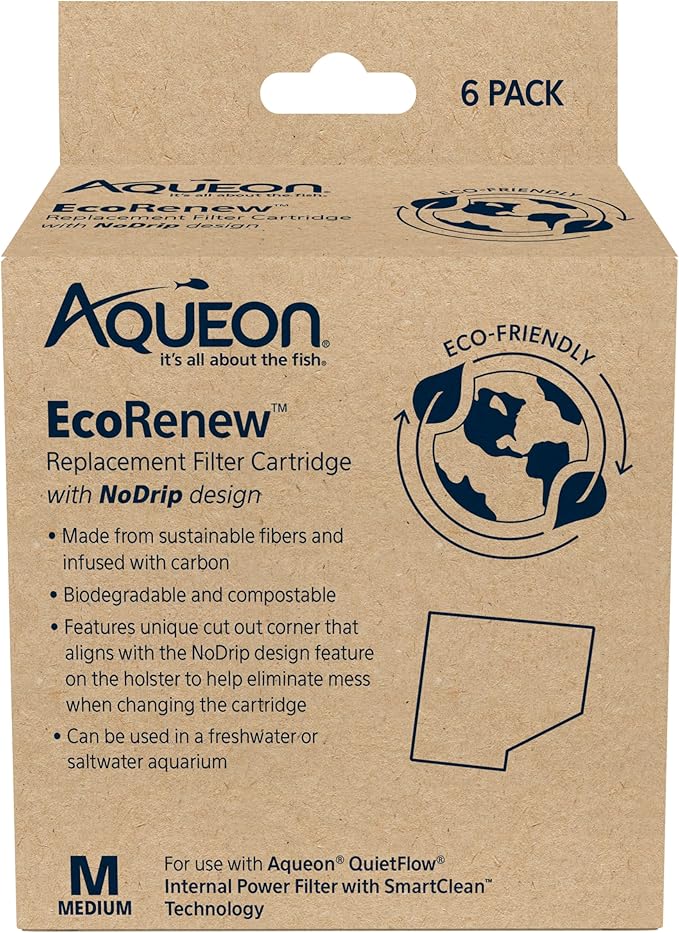 Aqueon Genuine Aquarium Fish Tank EcoRenew Filter Cartridge, Medium 6 Pack - AquaVibe