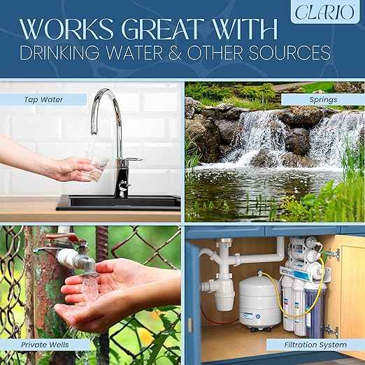 Clario - 24 in 1 Water Tester for Drinking Water - Water Hardness Test Kit for Aquarium, Well, Pool, and Hot Tub - 100 Complete Drinking Water Test Kit - Detects Lead, Chlorine, pH, Hardness and More