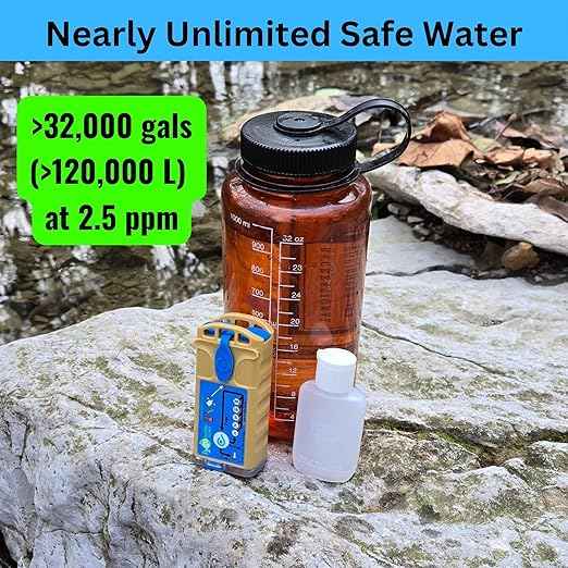H2gO Global Survival Water Purifier, 2.5 mg/L, Camping Water Purifier, Tactical Survival Gear, Emergency Water Filtration. Hiking Gear Essential with Virtually Unlimited Purification.