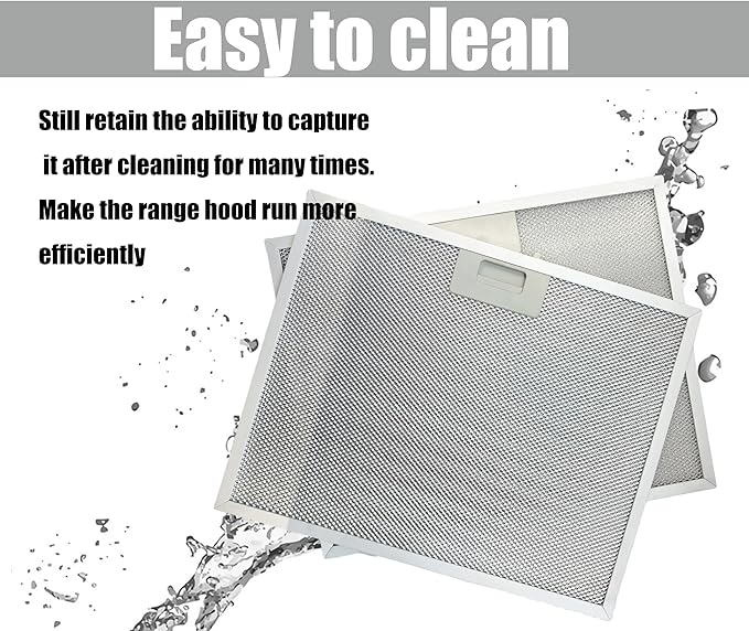 WB02X11011 Range Hood Grease Filter Compatible with GE JV636H1SS JV636H2SS JV536H1SS JV536H2SS JV535H1WW JV635H1BB JV635H2CC 14-1/2 x 11-5/8 Inches （2 Pack）