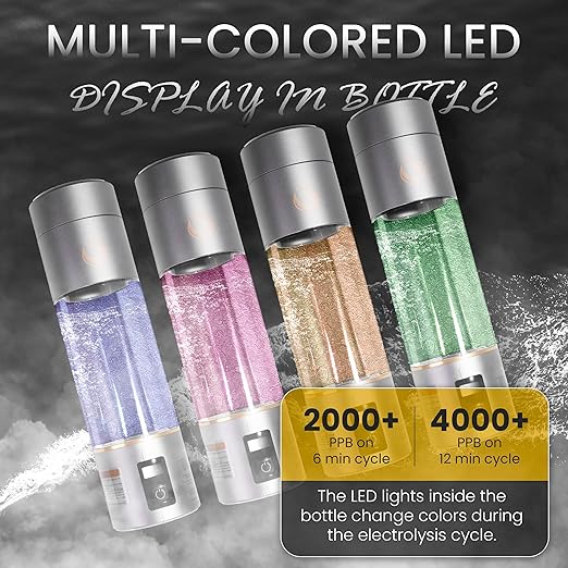 Hydrogen Water Bottle Generator, Up to 6500 PPB Molecular Hydrogen, Independently Lab Tested, SPE/PEM Technology, 12-Hour Retention, 9.5 oz Portable Bottle for Home, Gym, Travel & Office