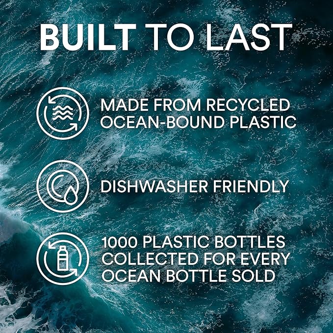 Ocean Bottle Original 17 oz | Stainless Steel Water Bottle | Reusable & Sustainable | Keeps Drinks Cold & Hot | Eco Friendly Gift (Ocean Blue)