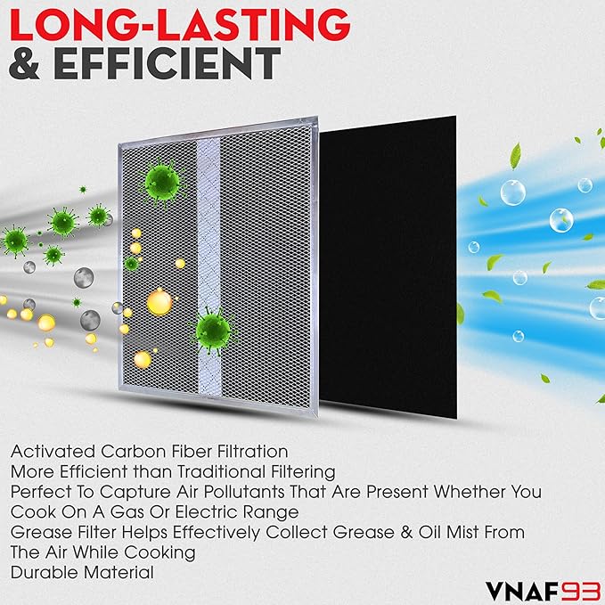Upgraded For HPF30 Broan Range Hood Filters, Compatible With Broan Charcoal Filter HPF 30, Charcoal Filter 99010308 S97020466, 14.6” x 12.8” x 0.14” Traps Odors Type XC - 2 Pack