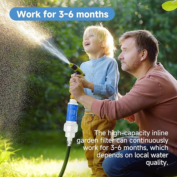 Mornajina 2 Pieces Calcium Inhibitor Filter for 3/4" Standard Garden Hose and Faucets, Inline Sediment Anti-Scale Mister Filter for Outdoor Misting System Mist Nozzle