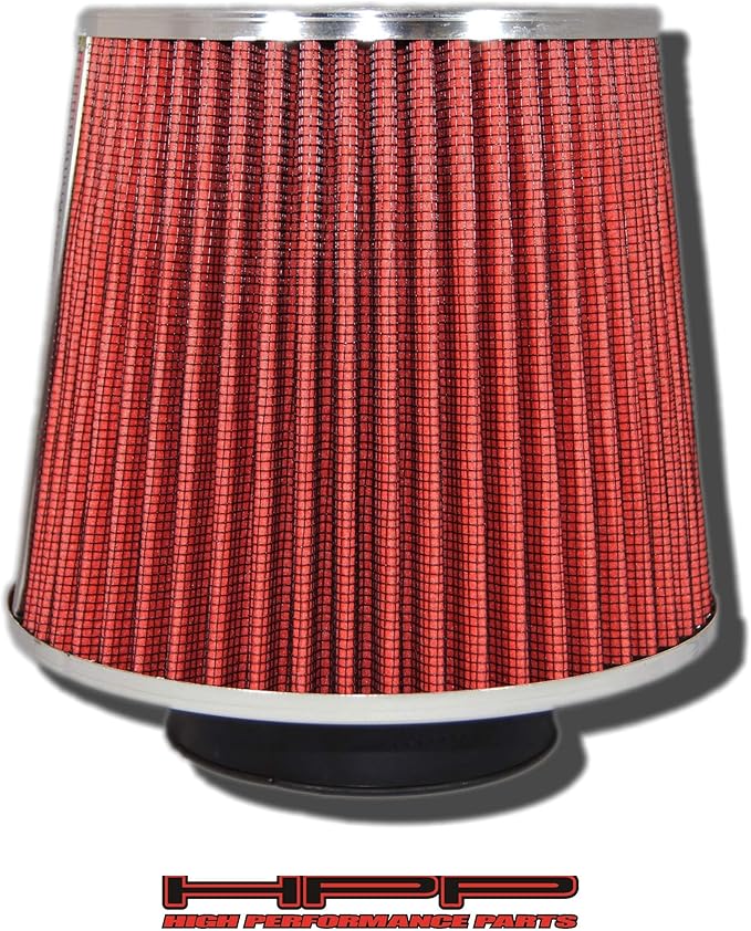 Cold Air Intake Red 2.5" / 63.5 mm Inlet Reusable Quality Universal Clamp On Cone Replacement Dry Air Filter