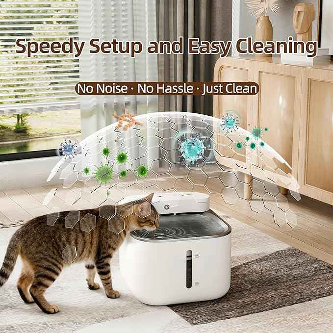 Upgraded Wireless Cat Water Fountain, 3.3L (113oz) Smart Motion-Sensing Automatic Pet Fountain, 6800mAh Battery, Whisper-Quiet & Easy to Clean