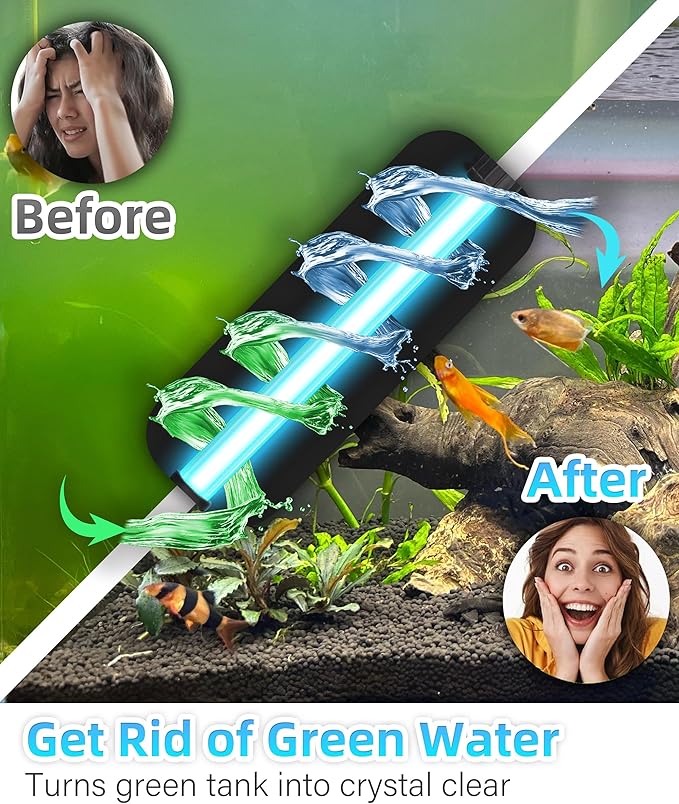 COOSPIDER Aquarium Filter U-Very Suitable for 10-45 Gallon Tank, 158GPH Small Fish Tank Filters for Green Control, Powerful Internal Submersible Pump for Turtle Tank, Air Supply & Oxygen Enhancement - AquaVibe