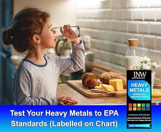 Heavy Metals Water Test Kit - Drinking Water Test Strips with eBook - Quick and Accurate Testing Kits for Drinking Water - Test Iron, Copper, Mercury, and Lead - 20 Test Strips by JNW Direct