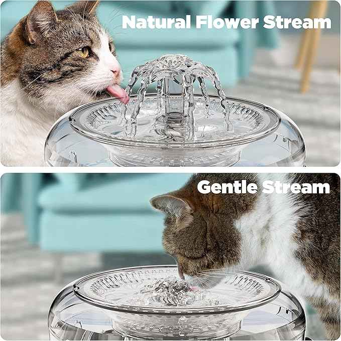 Automatic Cat Water Fountain - 81oz/2.3L Ciays Pet Water Fountain Water Dispenser with LED Light for Cats, 3 Replacement Filters Included, White