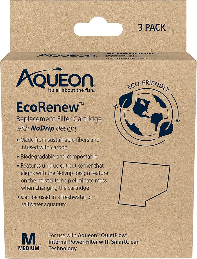 Aqueon Aquarium Fish Tank EcoRenew Filter Cartridge, Medium 3 Pack - AquaVibe