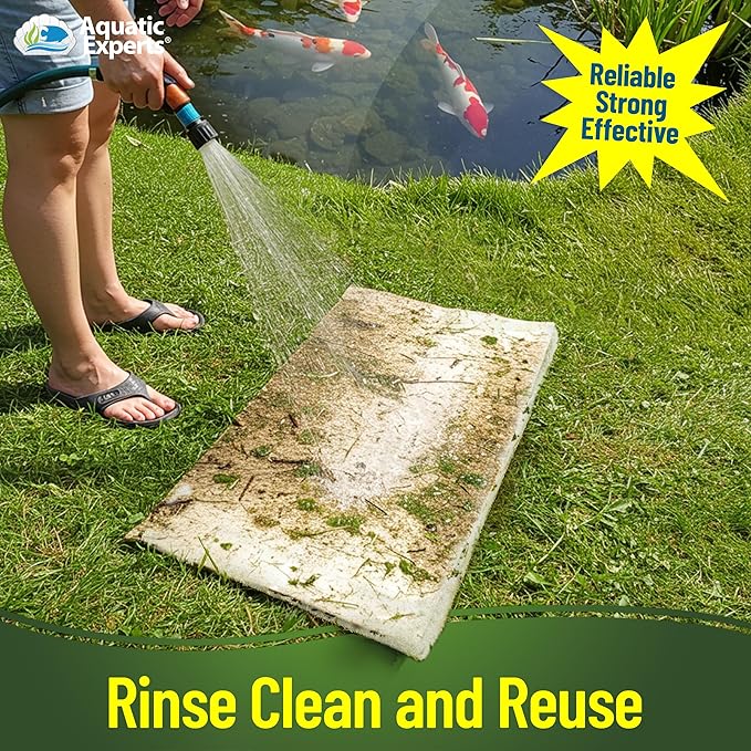Classic Koi Pond Filter Pad FINE - White Bulk Roll Pond Filter Media, Ultra-Durable Pond Filters for Outdoor Ponds, Reusable Fish Pond Filter Material, USA, Aquatic Experts (3/4" - 1" x 14" x 56")