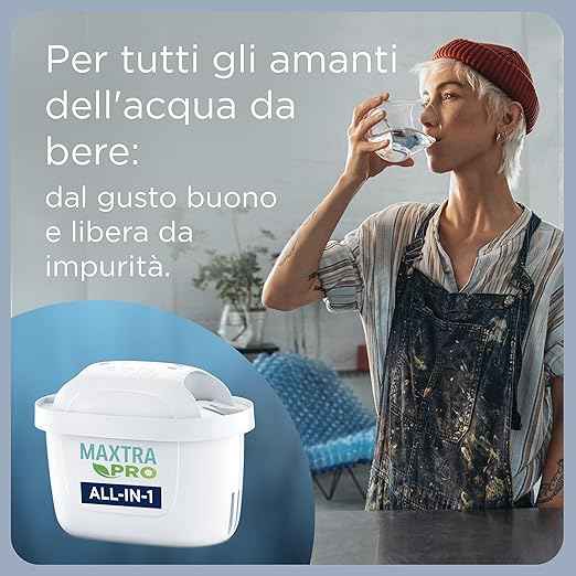 BRITA Marella Blue Water Filter Jug (2.4L) incl. 3 x Brita MAXTRA PRO All-in-1 Filters That Reduces Chlorine, Limescale and PFAS - Elegance and Functionality