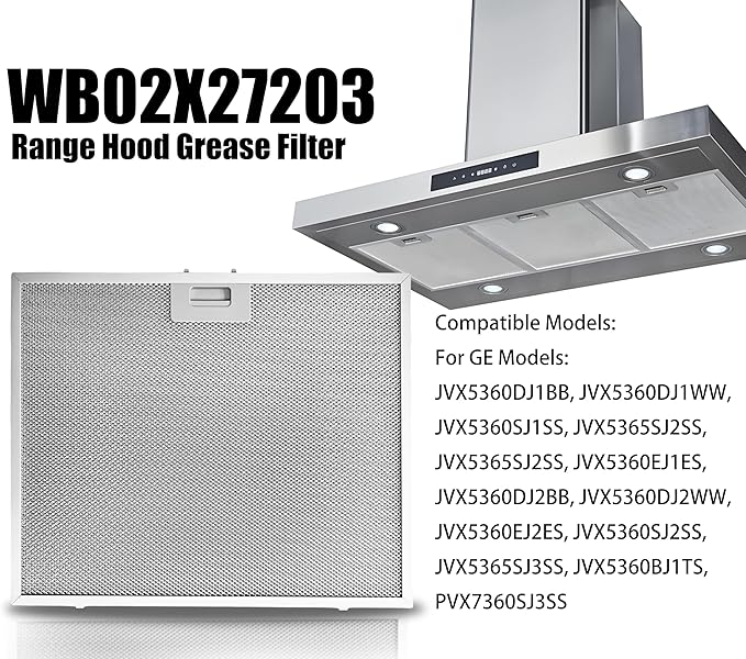 WB02X27203 Range Hood Grease Filter Compatible OEM Replacement compatible with GE Range Hoods Installation Essential Kitchen Accessory(1 PCS) - AquaVibe