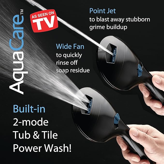 Hotel Spa AquaCare As-Seen-On-TV High Pressure Handheld/Rain 50-mode 3-way Shower Head Combo with Adjustable Arm - Anti-clog Nozzles, Tub & Pet Power Wash, 6 ft. Hose, Rubbed Bronze Finish