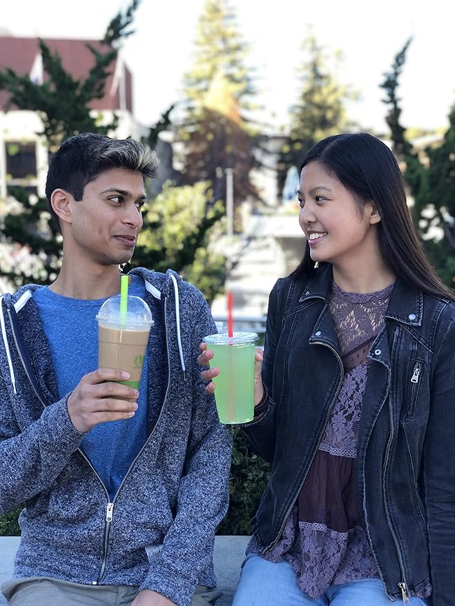 KARAT EARTH [1,000 ct - 20 oz Compostable PLA Plastic Cups, BPI Certified Disposable Renewable Cold Cups for Iced Coffee, Smoothies, and More | Green Line