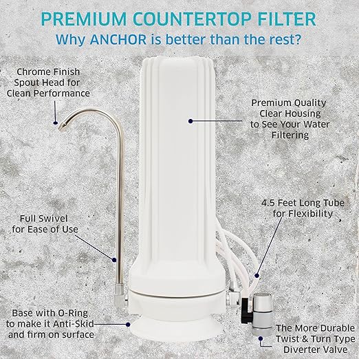 Anchor AF-3500 5-Stage Alkaline Counter Top Water Filter System (White)