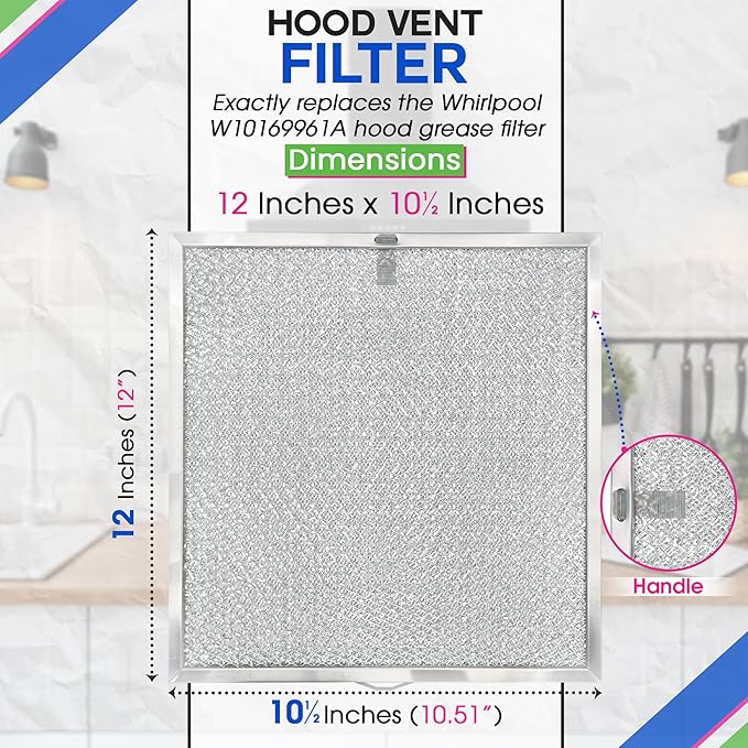 Bagean Stove Hood Vent Filter 11.60” x 11.22” BPQTAF S99010316 Compatible with Broan Range Hood Filter Replacement - Aluminum Mesh Kitchen Overhead Fan Screen - Blocks Grease & Filters Oven Air (1-Pk)