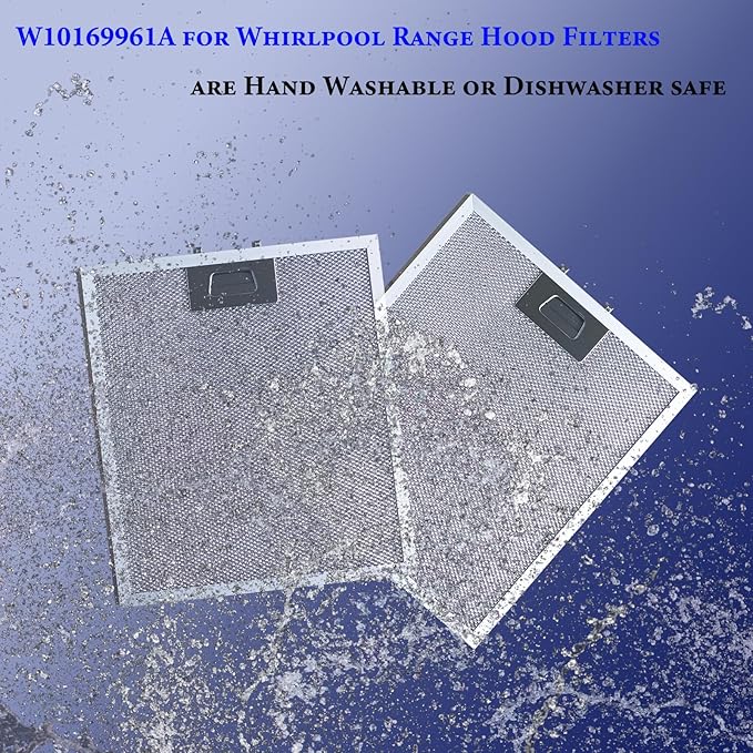 Upgraded W10169961A Range Hood Filter Fit for whirl-pool Range Hood Filter and Samsung Kitchen Aid GE Ikea Thermador etc the stove vent hood filters by size12"x10.5" 2pack - AquaVibe