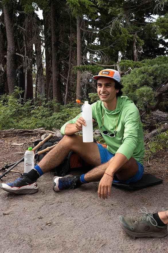 ThruBottle 1L Hard Sided Squeezable Bottle with Slim, Lightweight Design and 28mm Neck Compatible with Most Water Filters - Reusable, Recyclable Bottle for Hiking, Backpacking, and Travel