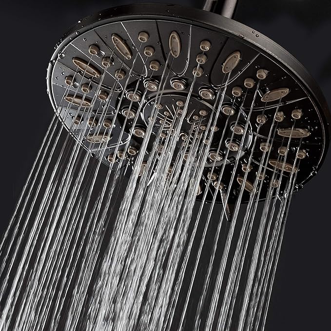 AquaDance OIL RUBBED BRONZE High Pressure 6-Setting 7" Rain Shower Head – Angle Adjustable, Anti-Clog Showerhead Jets, Tool-Free Installation - USA Standard Certified - U.S. Brand