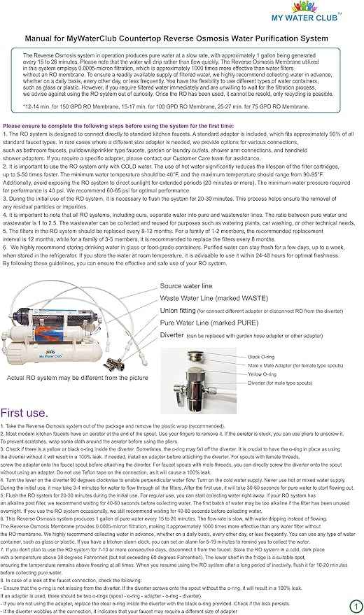 Countertop Portable Universal 5-Stage Reverse Osmosis RO Purification Water System with 100 GPD RO Membrane, DI Deionizing Mixed Bed (Close to 0 PPM) postfilter, Dual Connection. Build in USA