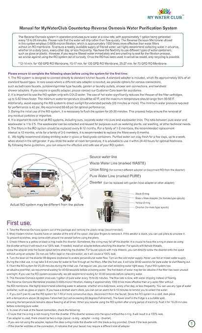 Mineral 5-Stage Countertop MyWaterClub Reverse Osmosis Water Purification System, 100 GPD Membrane, with Post re-Mineralization Filter. Dual Connection: Faucet and Garden/Laundry Hose Adapter