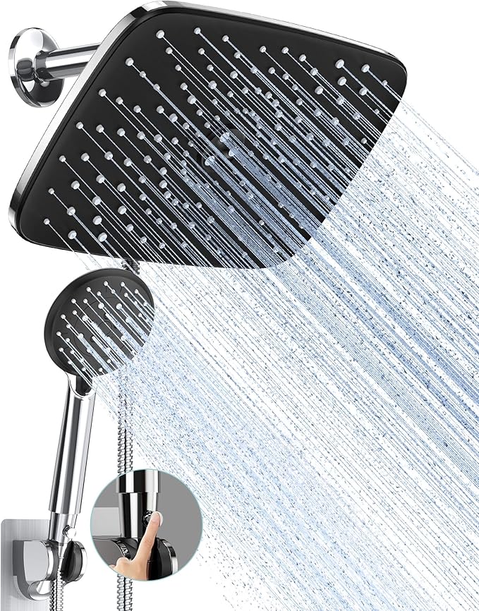 Veken 11.8 Inch High Pressure Rain Shower Head -Shower Heads with 5 Modes Handheld Spray Combo- Wide RainFall shower with 70