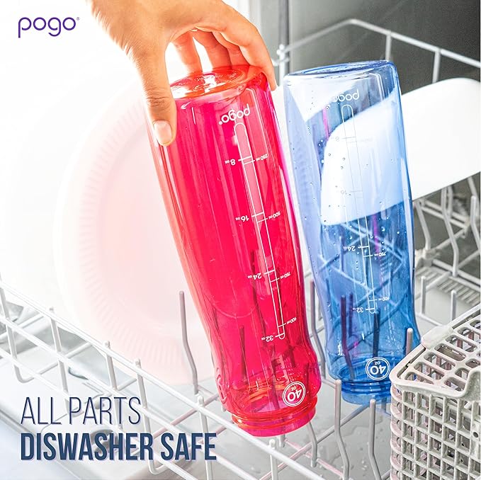 Pogo BPA-Free Tritan Plastic Water Bottle with Chug Lid, 32 Oz, Blue