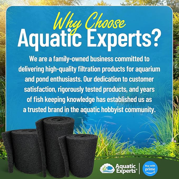 Aquatic Experts Classic Koi Pond Filter Pad COARSE – Bulk Roll Pond Filter Media, Rigid Ultra-Durable Latex Coated Fish Pond Filter Material US (14" x 56", Coarse (Black))