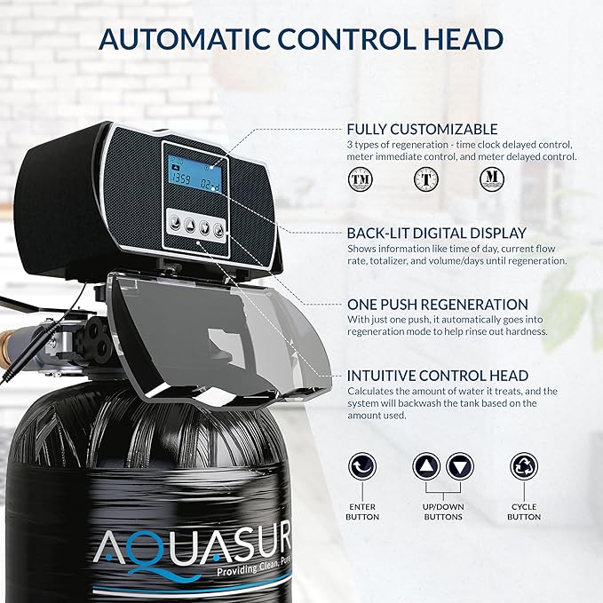 64,000 Grain Aquasure Harmony Whole House Water Softener - Reduces Hardness & Minerals, Improves Water Quality, For 4+ Bathrooms