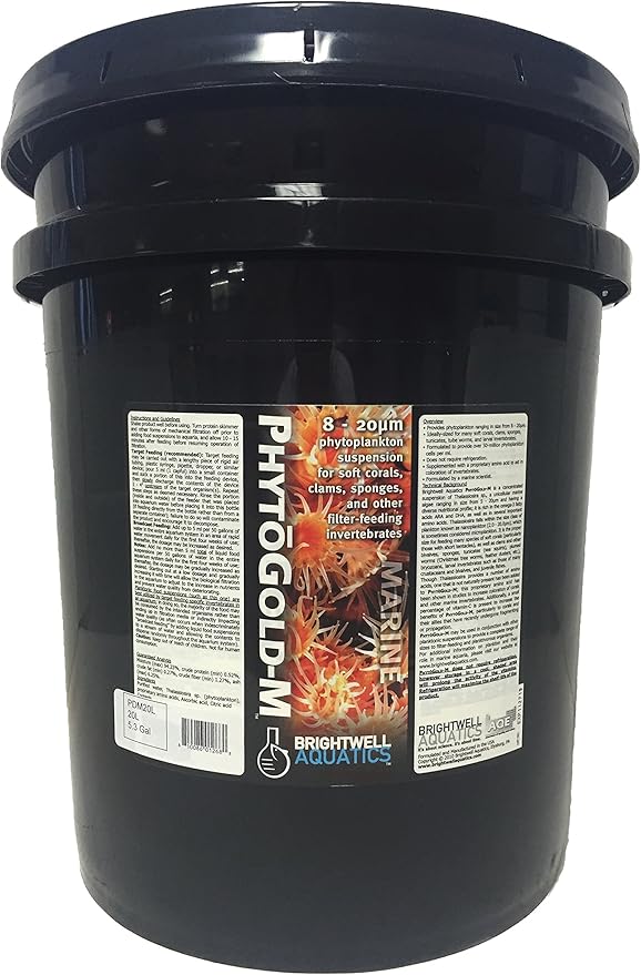 Brightwell Aquatics PhytoGold M - Phytoplankton Suspension for Soft Corals, Clams, Sponges & Their Allies, 20 Liter - AquaVibe