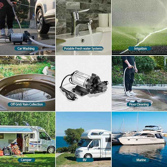 WASSERMANN RV Water Pumps Pressure Pump 115V AC with Pressure Switch, Self-priming Water Pump 4.0GPM 45PSI, Fresh Water Pump for RV Kitchen Barthroom Marine Yacht Garden Diaphragm Pump