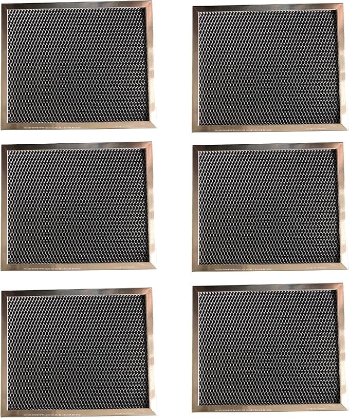 Replacement Carbon Filters compatible with Broan: 99010123, 97007696, 97005687 Caloric: Gem: 88152 RF104 Maytag: 47001046 Whirlpool: 4341999, 4378581, Maycor: 47001076 (6-Pack) - 8-3/4 x 10-1/2 x3/8