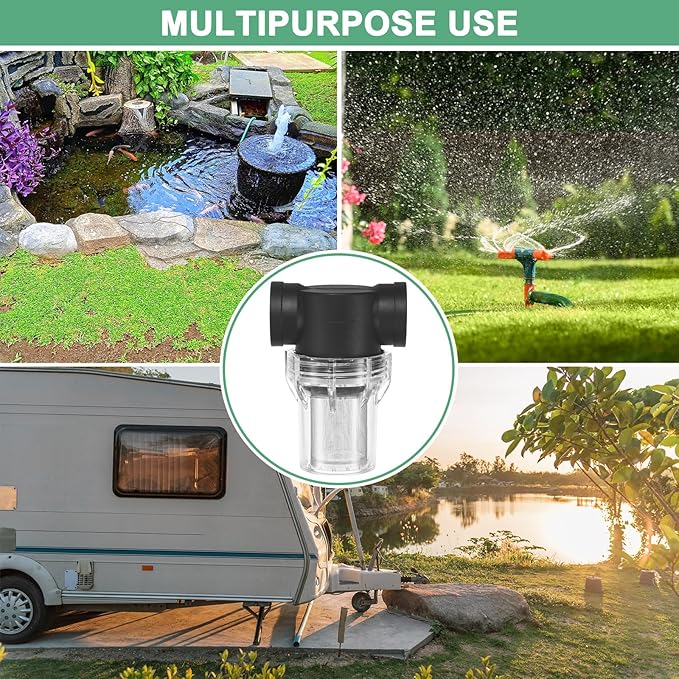 Water Pump Strainer with 40 Mesh Stainless Steel Filter Screen, 1 Inch Pipeline Filter for Garden Hose Outdoor RV Water Tank Pressure Washer Inlet [Black]