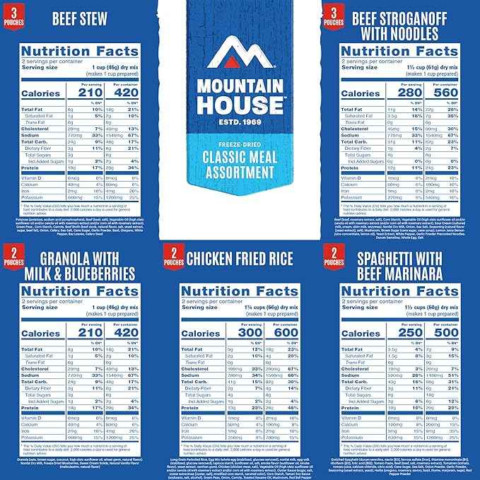 Mountain House Emergency Meal Assortment Kits, Freeze-Dried Survival Food Kit for Disaster Preparedness & Long-Term Storage, 30-Year Shelf Life