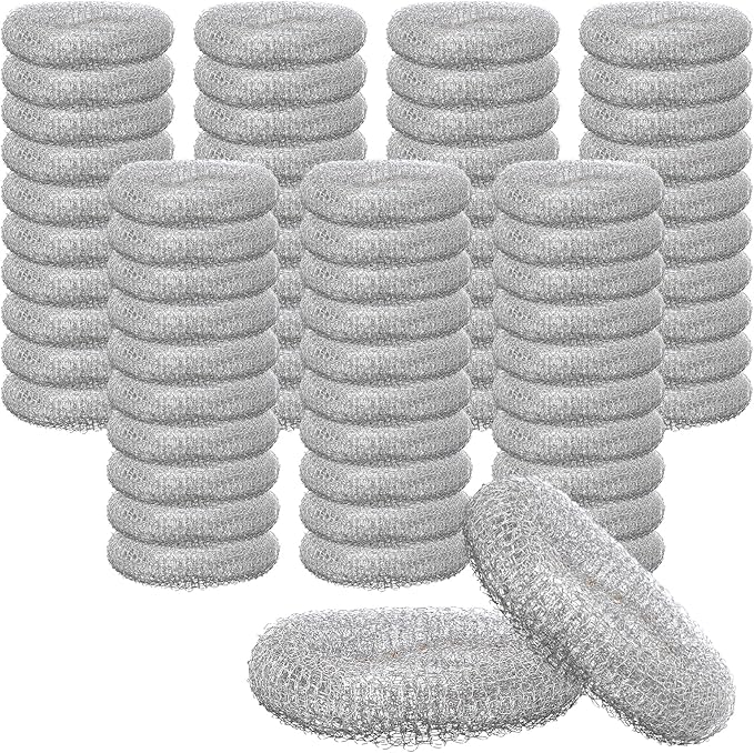 72 Pcs Stainless Steel Lint Traps for Washing Machine, Silver Laundry Mesh Washer Drain Hose Filter Snare with 72 Pcs Cable Ties - AquaVibe