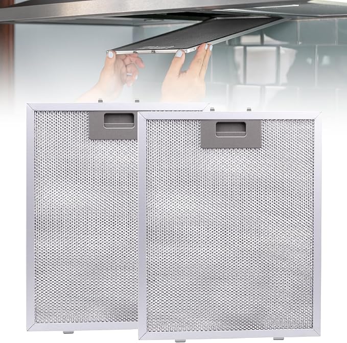 Range Hood Filter Replacement 10.23" x 12.5" x 0.36" Fit for Broan Circulating Whirlpool WHC WHA Series KitchenAid Frigidaire Bosch 800 500 GE Stove Hood Vent Filters Aluminum Mesh 2PCS - AquaVibe