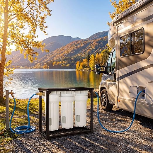 S3 PRO RV Water Filtration System with 0.2 Micron Water Filter, 3-Stage Premium Filtration, 10 Inch Filter, for RVs, Campers and Boats