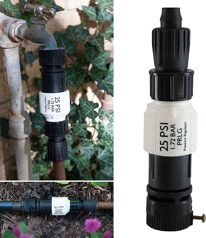 Drip Irrigation Faucet Adapter Kit: Connect 1/2" Tubing to Faucet or Hose, Backflow Preventer, Filter, Pressure Regulator - No Assembly Required