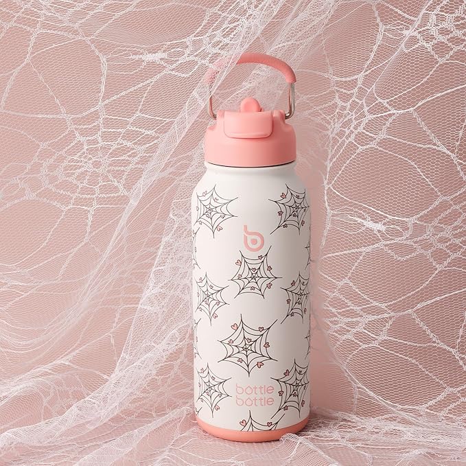 BOTTLE BOTTLE 32oz Insulated Water Bottle Stainless Steel Sport Water Bottle with Straw Dual-use Lid Design for Gym with Pill Box