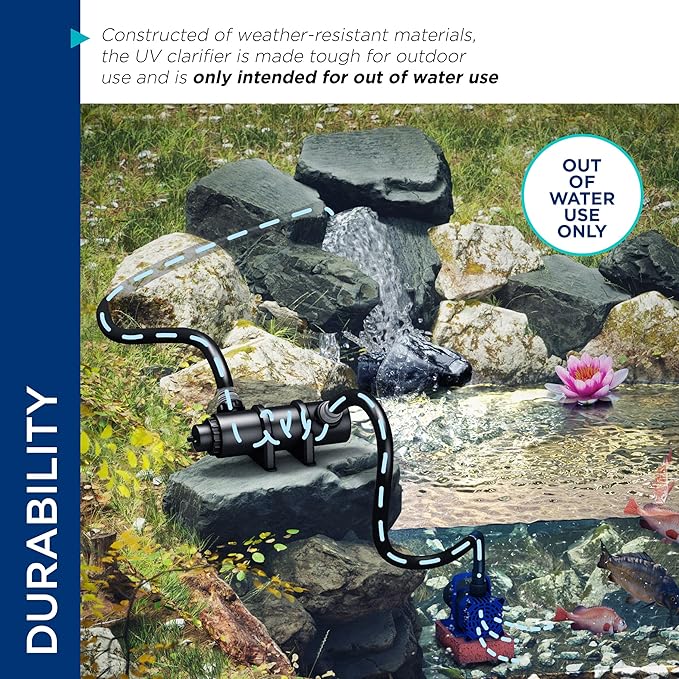 Alpine Corporation 7 Watt UV Clarifier Intended for Fountains, Waterfalls, and Water Circulation Out of Water Use, Black