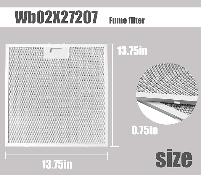 WB02X27207 Range Hood Grease Filters Compatible with GE Extractor Hood JVX5300BJ1TS JVX5300DJ1BB Replace 4463981 AP6039217 PS11771771 EAP11771771 Efficient Kitchen Air Quality Solutions(2 PCS) - AquaVibe