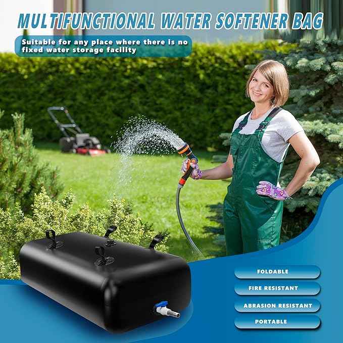 2000 L/528 Gal Water Bladder Tank, Foldable Portable Water Storage Container, Emergency Water Bag for RV, Truck Bed, Fire Prevention, Drought Resistance, Black