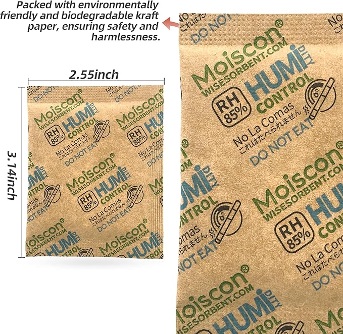45 Pack 85% RH Size 8 Two-Way Humidity Control Packs for Wooden Musical Instruments, 8 Gram Moisture Control Packets for Bagpipe Reeds, Saxophone Reeds Individually Wrapped