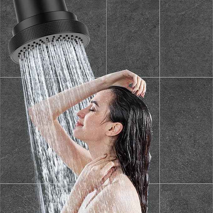 High Pressure Shower Head with Filter for Hard Water Softener - 3 Gears' Boosting Pressure with 25 Stage Filtration - Removes 99.945% Chlorine & Heavy Metals for Healthier Skin/Hair - Matte Black