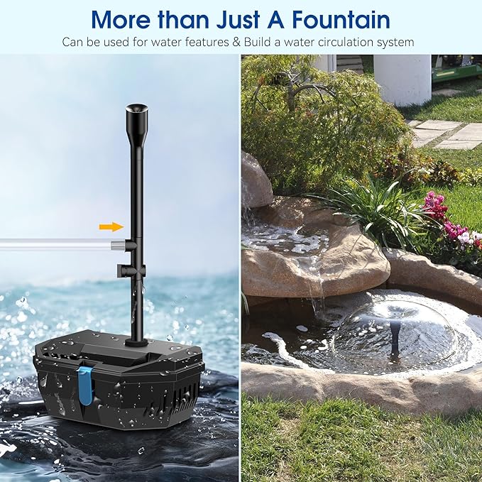 NFESOLAR Solar Water Fountain Kit, Pond Filter with 20W Solar Panel, 120 GPH Solar Water Pump, 4 Sprayers for Outdoor Pond 120-300 Gallons, Fish Tank and Garden Water Features N3212