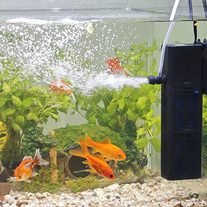 Aquarium Filter Water Flow Adjustable for 55-200 Gallon Fish Turtle Tank 400GPH Biochemical Filtration 4in1 Submersible Internal Powerful Pumps & Filters Keep Freshwater Saltwater Crystal Clear Large - AquaVibe
